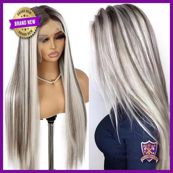Long Straight Lace Front Wig 26in Heat Resistant Synthetic Glueless